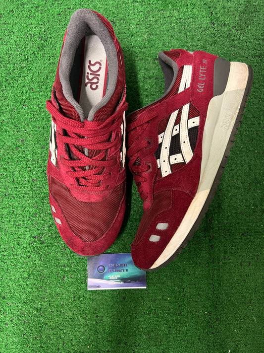 ASICS gel lyte 3 burgundy and white size 10men/11.5women