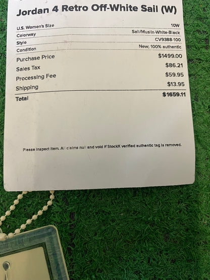 Jordan 4 off white sail size 8.5men/10women