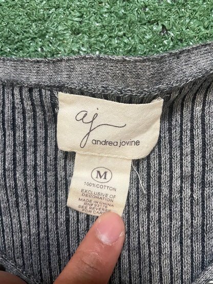 Andrea Jovine grey ribbed V neck