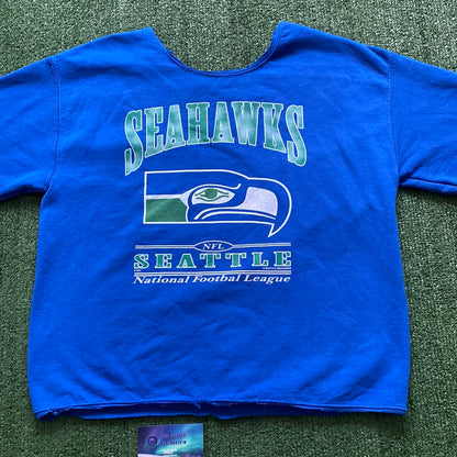 Vintage Seattle Seahawks Cut Cropped Crewneck