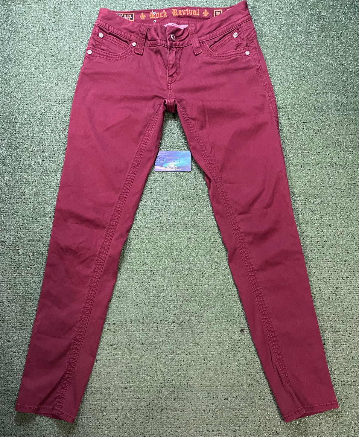 Rock Revival burgundy rhinestone jeans