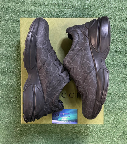 Gucci Rhyton Tessuto GG supreme Black monogram sneakers size 9men/10.5women(EU 43)