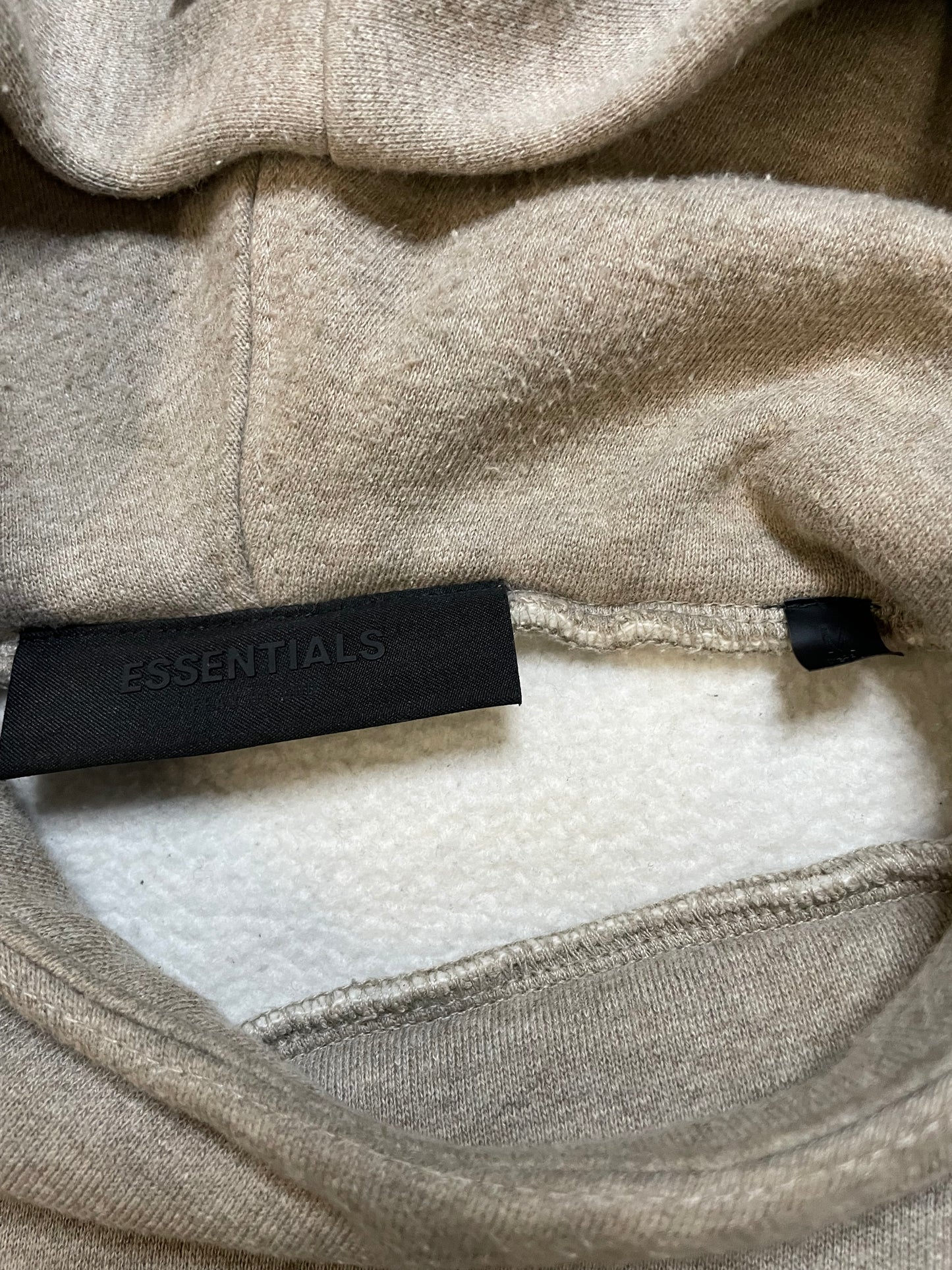 Fear Of God Essentials beige center logo hoodie