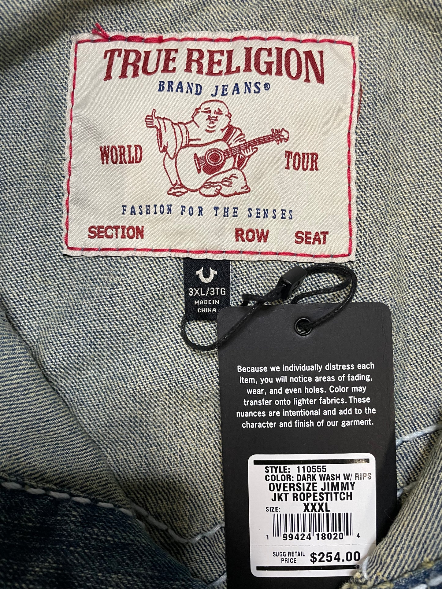 True Religion light wash Jimmy jean jacket