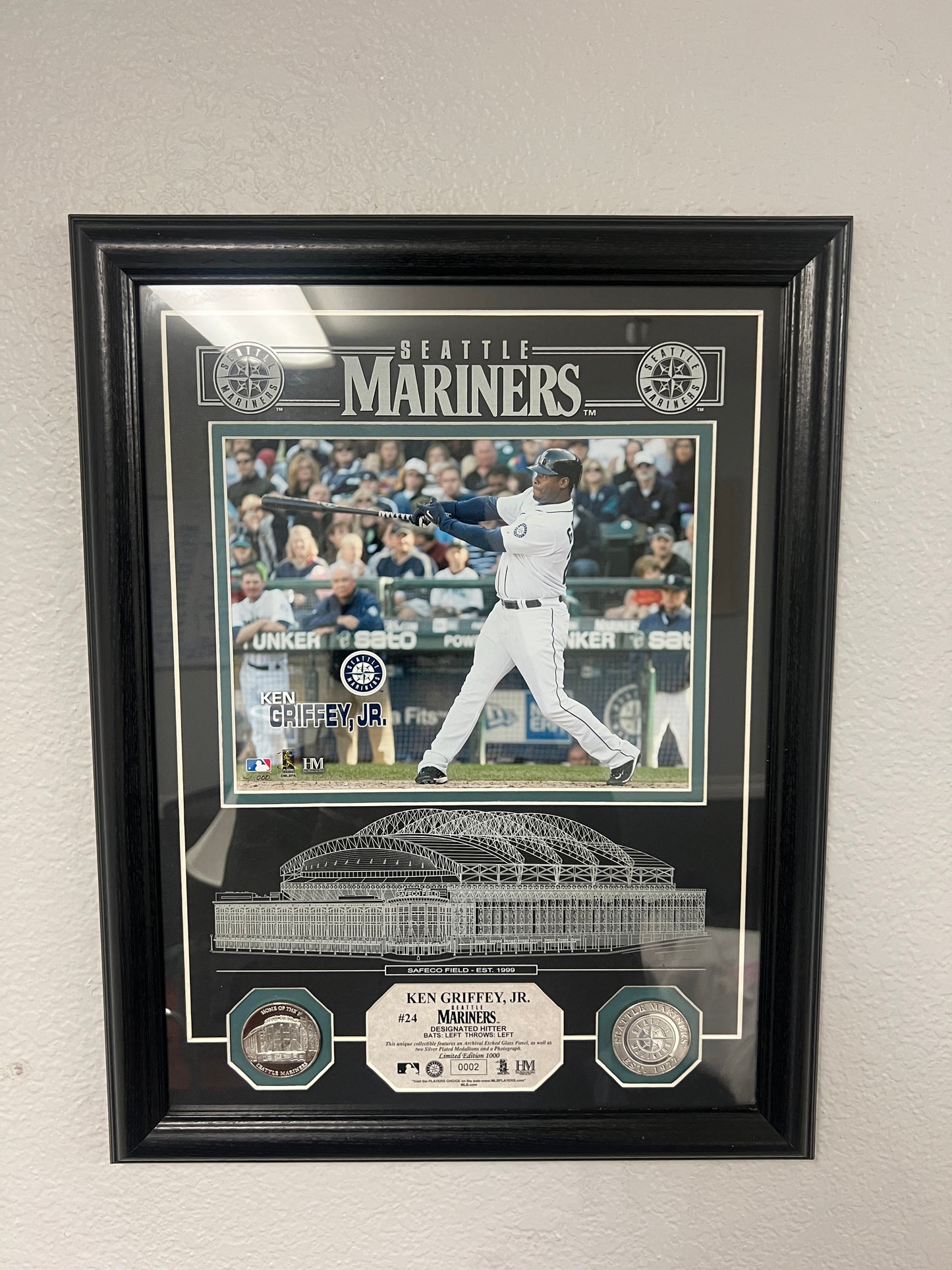 Ken Griffey Jr Seattle Mariners  designated hitter 02 of 1000 Plaque