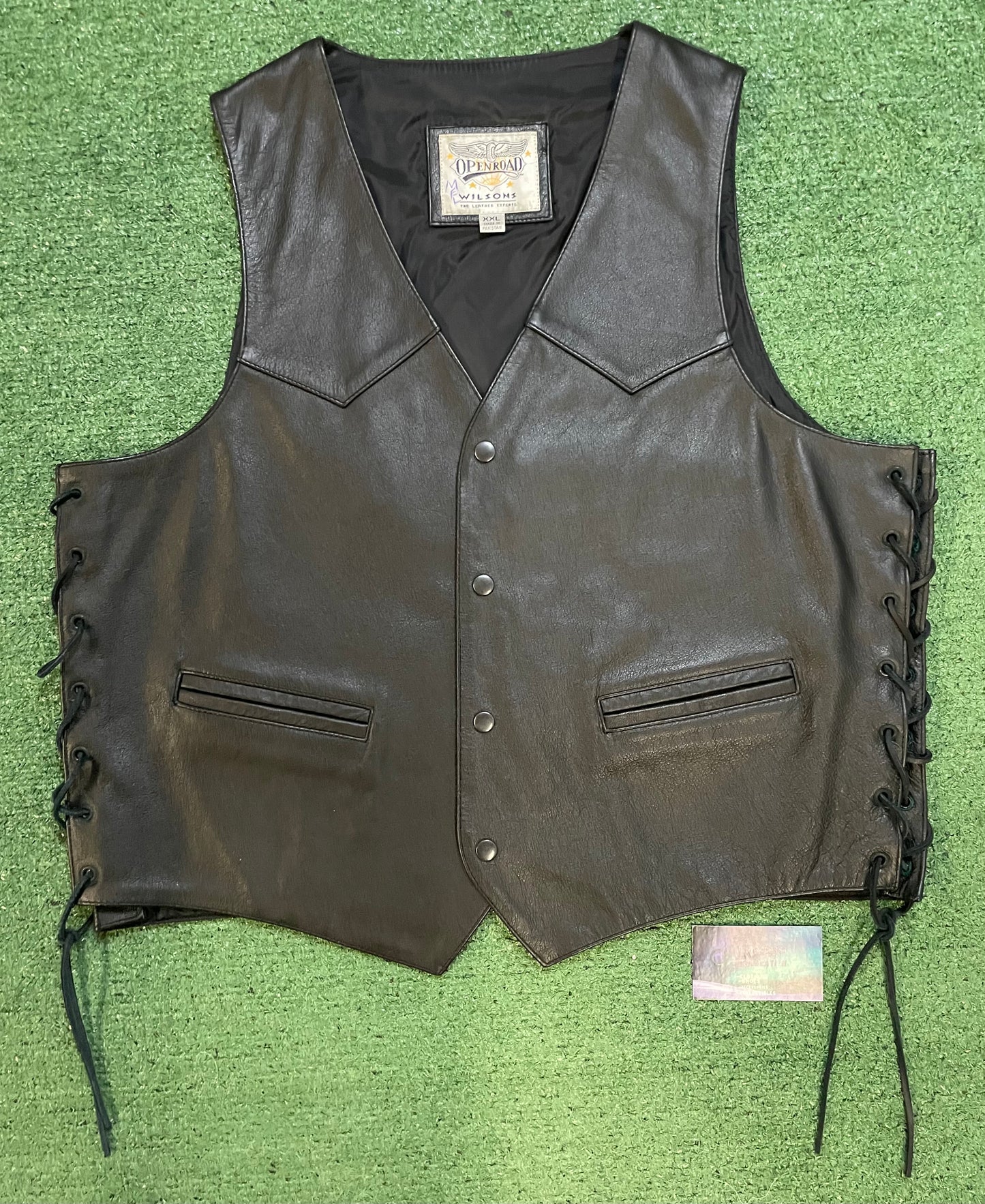Vintage Wilson open road embossed leather eagle vest