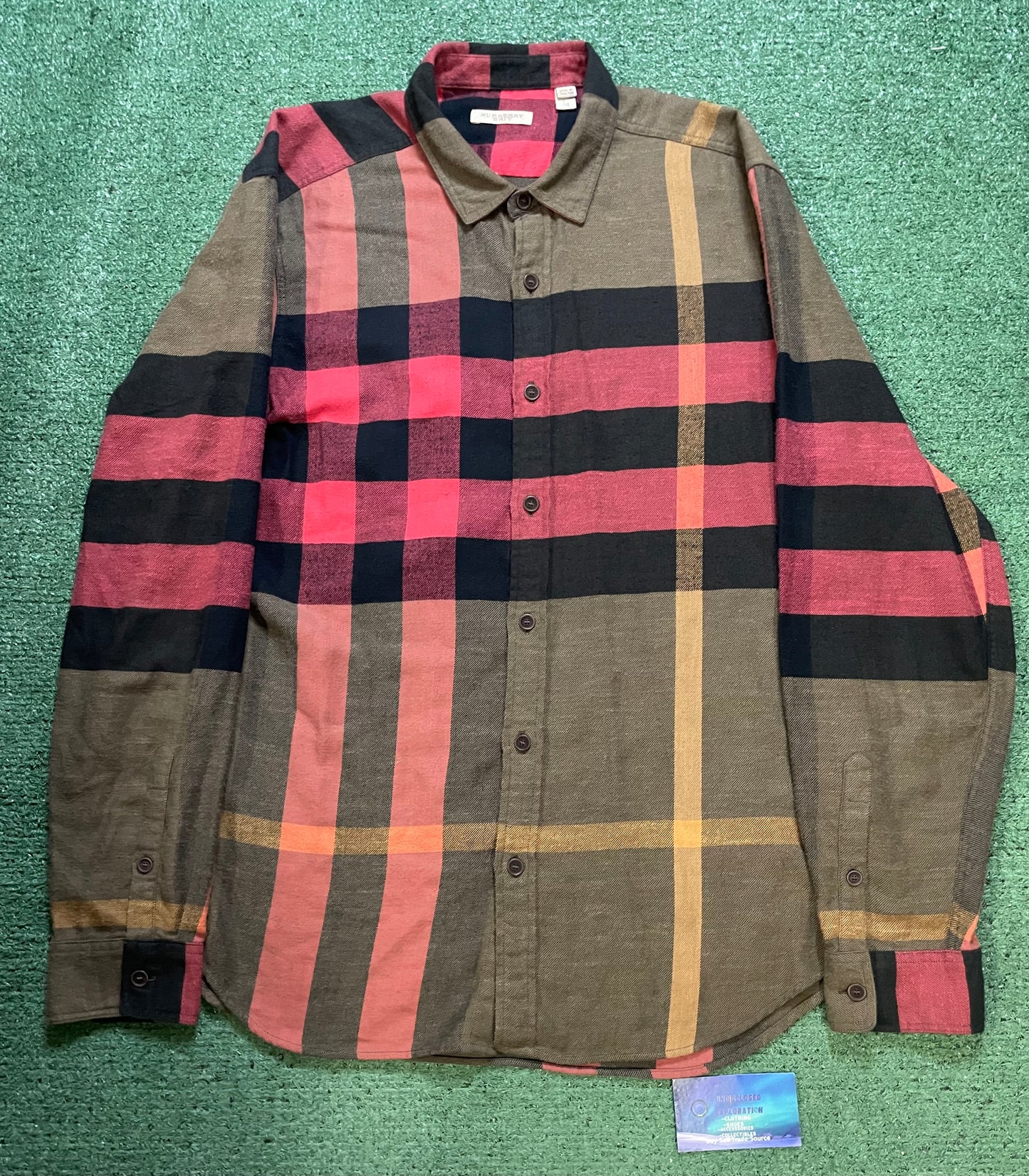 Burberry nova check plaid red & black shirt