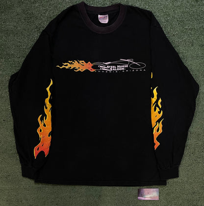 Vintage 1990s Steel Horse Saloon flames longsleeve