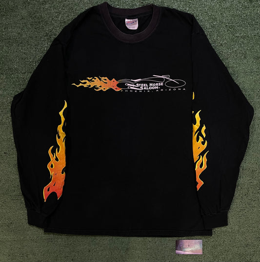 Vintage 1990s Steel Horse Saloon flames longsleeve