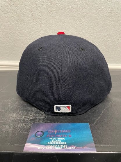 Atlanta Braves new era navy & red fitted hat