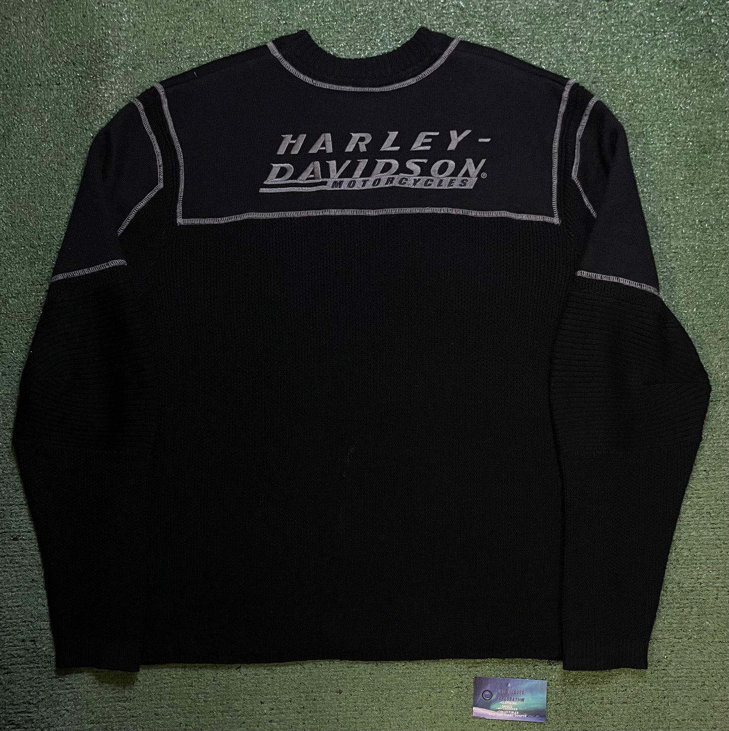 Harley Davidson black and grey knit crewneck