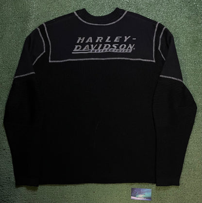 Harley Davidson black and grey knit crewneck