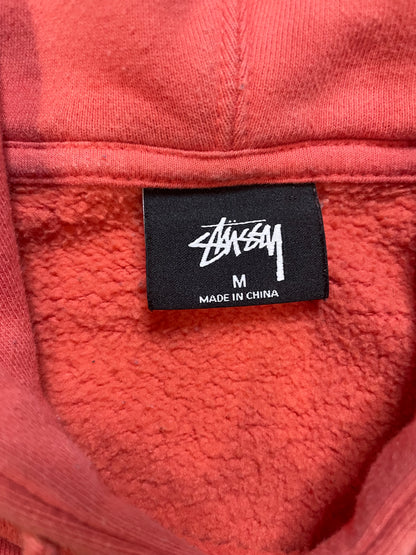 Stüssy Chenille Arch spellout coral hoodie