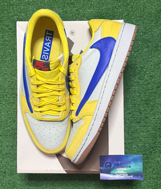 Jordan 1 Low Travis Scott Canary 9 Men/10.5 Women “Preowned”