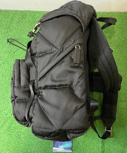 Prada Re-Nylon Padded Backpack With Hood In Black
