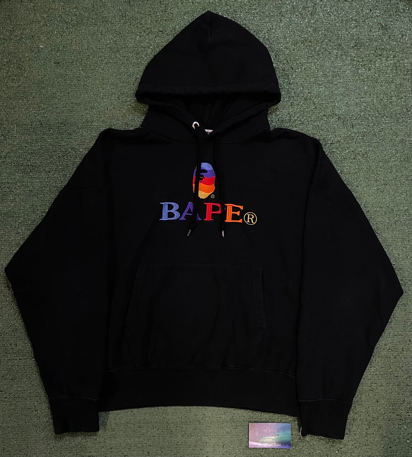 Bape embroidered multi color black hoodie