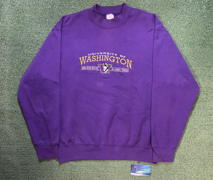 Vintage 1990s UW University Of Washington sunbowl  embroidered crewneck