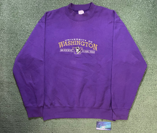 Vintage 1990s UW University Of Washington sunbowl  embroidered crewneck