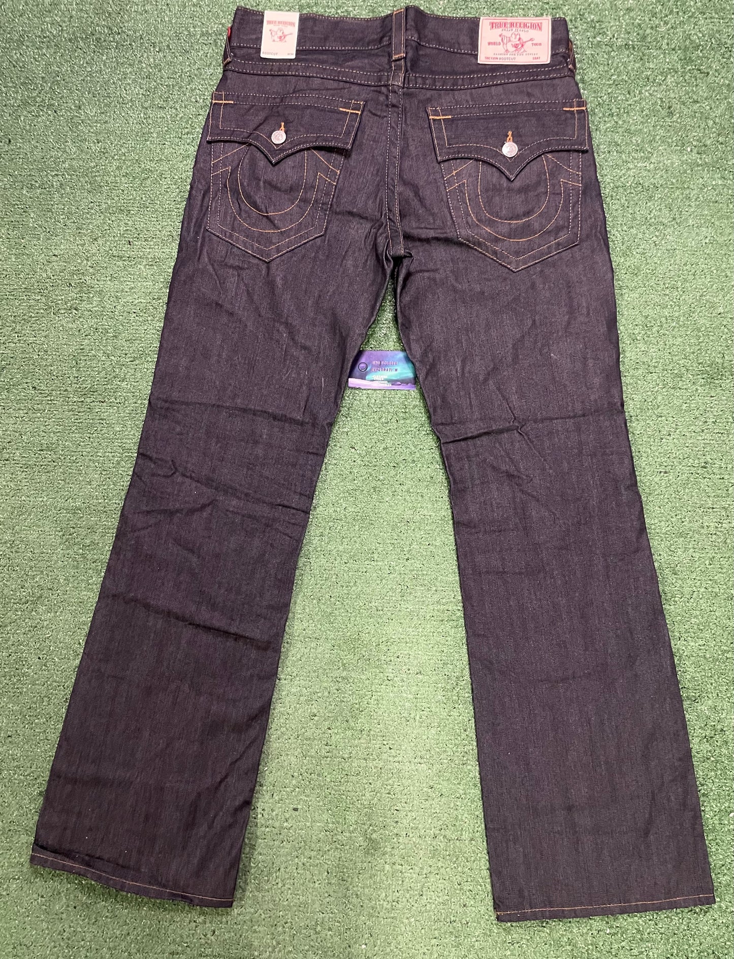 True Religion dark wash  gold stitch jeans