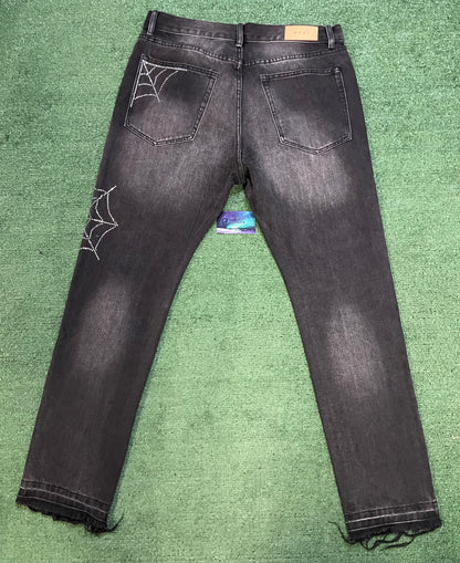Mnml spiderweb rhinestone jeans