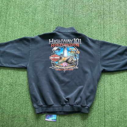 Vintage Harley Davidson quarter zip sweater