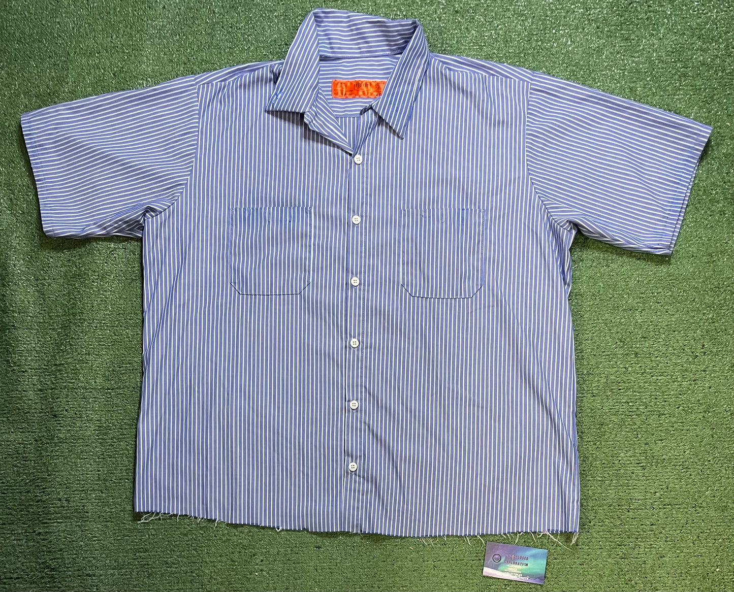 Red Kap blue and white button up shirt