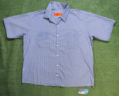 Red Kap blue and white button up shirt