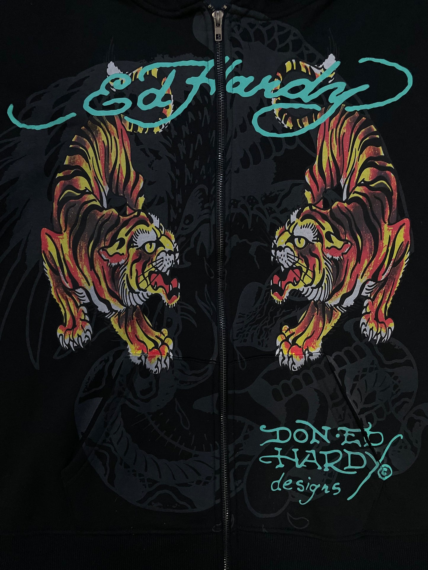 Ed Hardy all over print tiger hoodie
