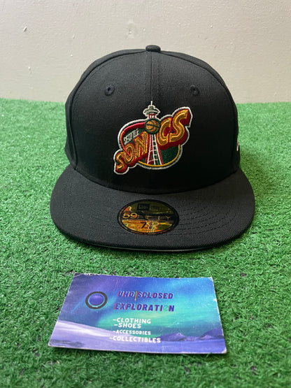 Seattle Sonics NBA New Era fitted black hat