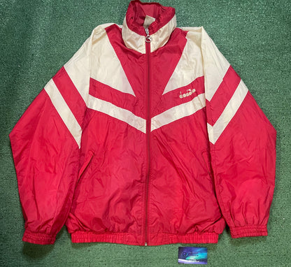 Vintage 1990s diadora white & red windbreaker