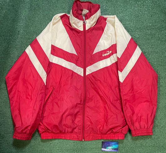 Vintage 1990s diadora white & red windbreaker