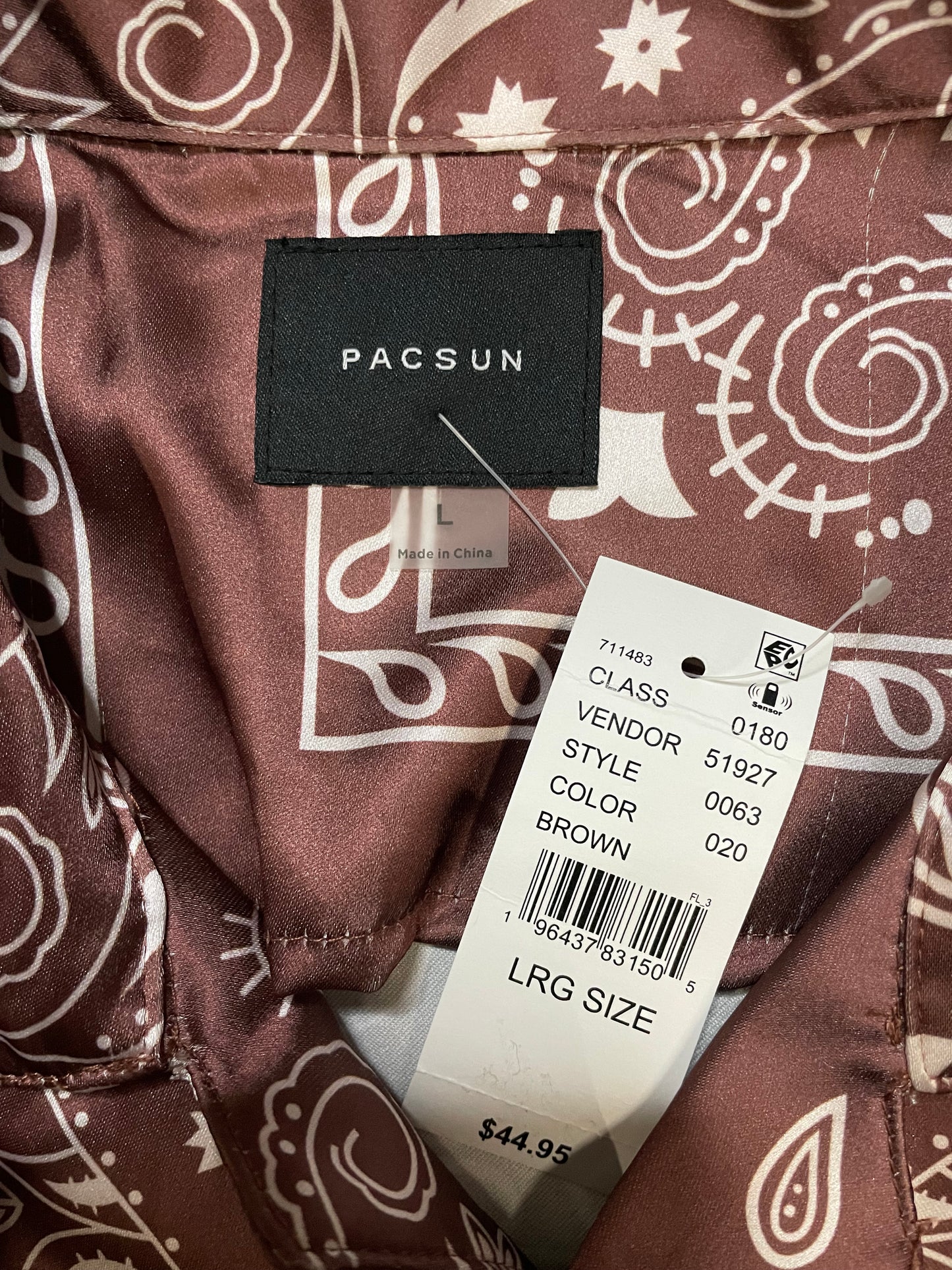 Pacsun brown & white brown paisley button up