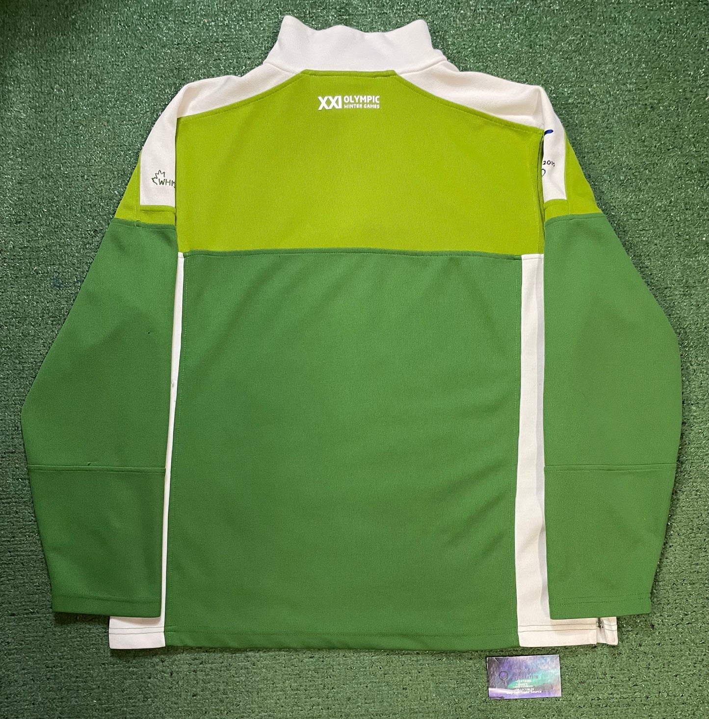 green and white Vancouver 2010 Olympics Whistler Canada quarter zip