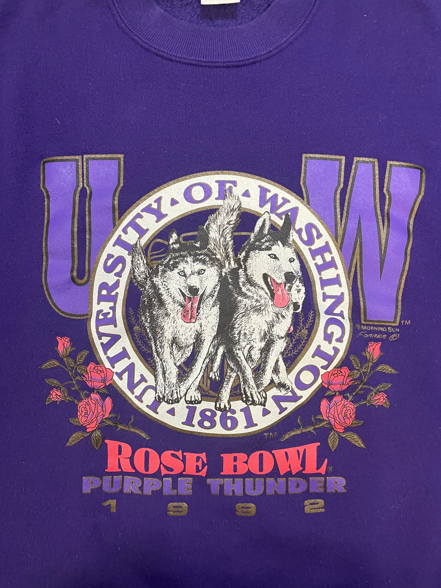 Vintage 1992 UW university of Washington Rose Bowl purple thunder Crewneck