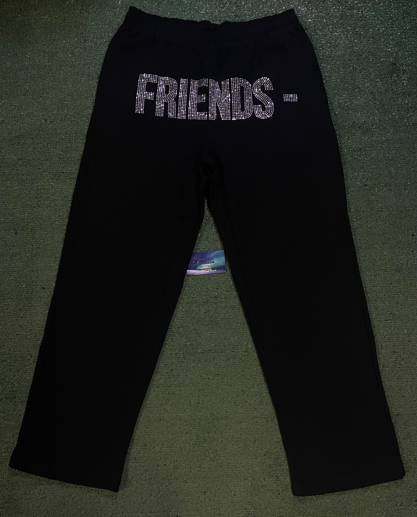 Vlone friends rhinestone black sweatpants