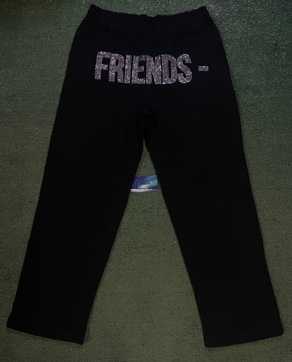 Vlone friends rhinestone black sweatpants