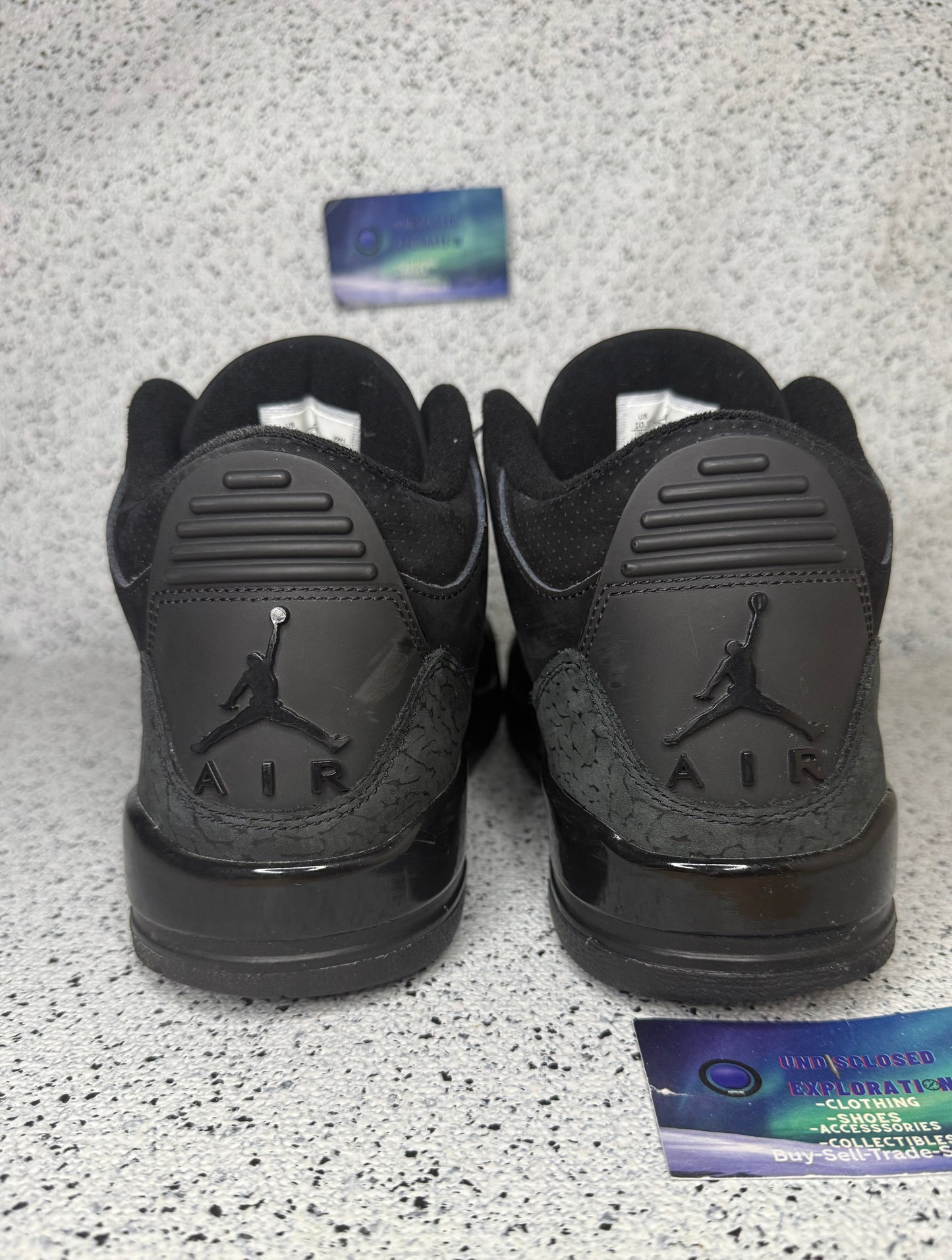Jordan 3 Black Cat 10.5 Men/12 Women “Preowned”