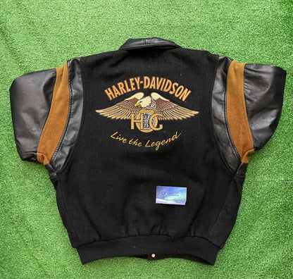 Vintage Harley Davidson H.O.G Leather Varsity Jacket Size Medium