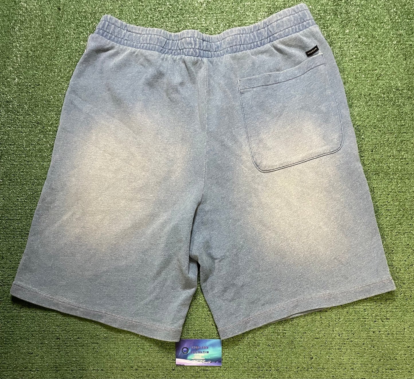 Blue stone wash sweat shorts