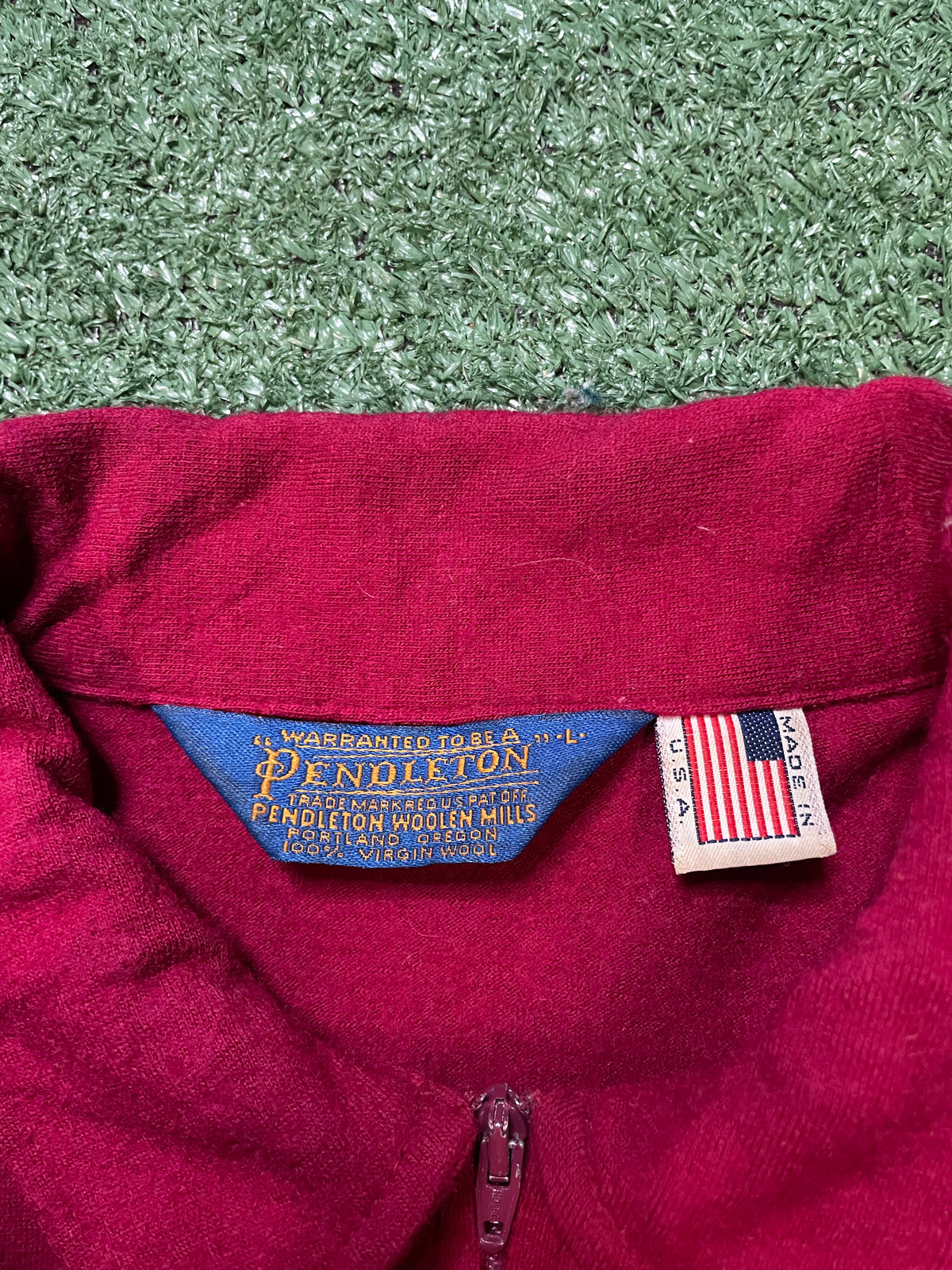 Vintage 1960s Pendleton wool red quarter zip