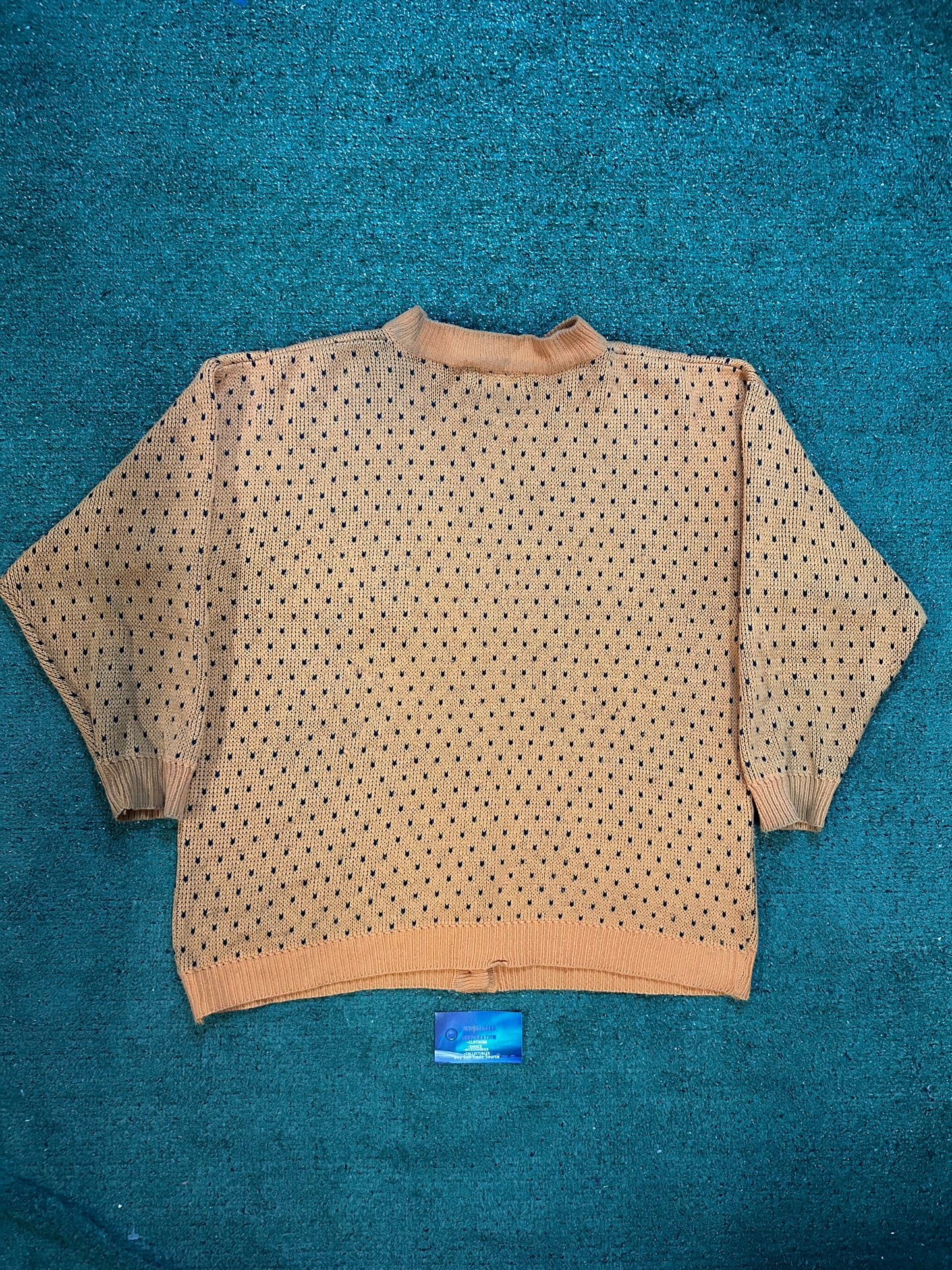 Vintage 1980s mustard polka dot cardigan