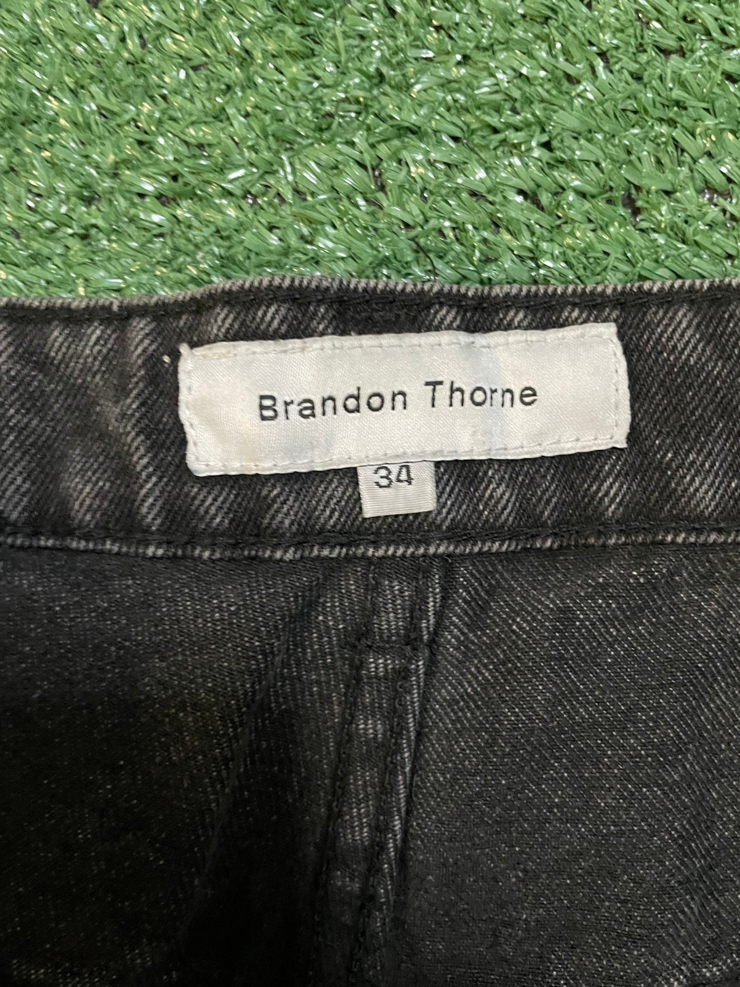 Brandon Thorne black double knee denim jeans