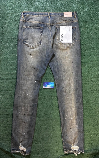 Purple brand P002 indigo paint splatter jeans