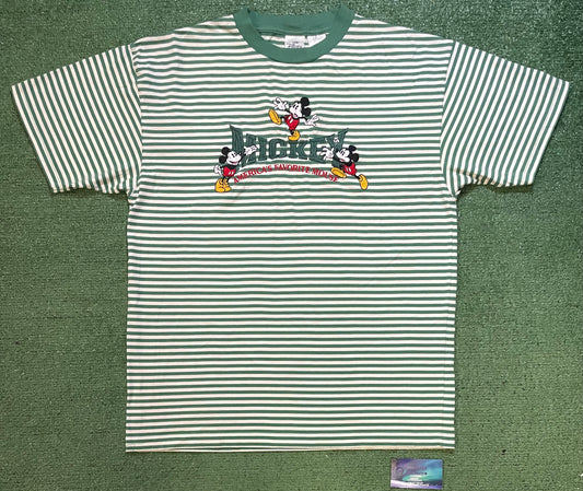Vintage 1990s Mickey Mouse striped embroidered tee