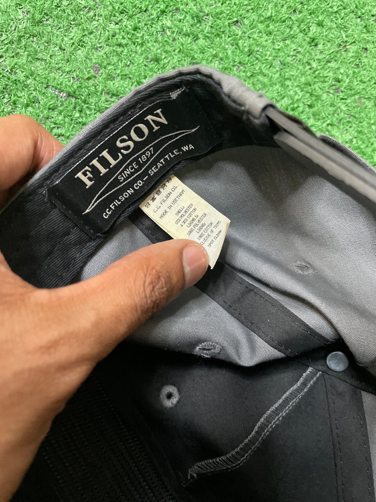 Filson grey scenic patch logger hat