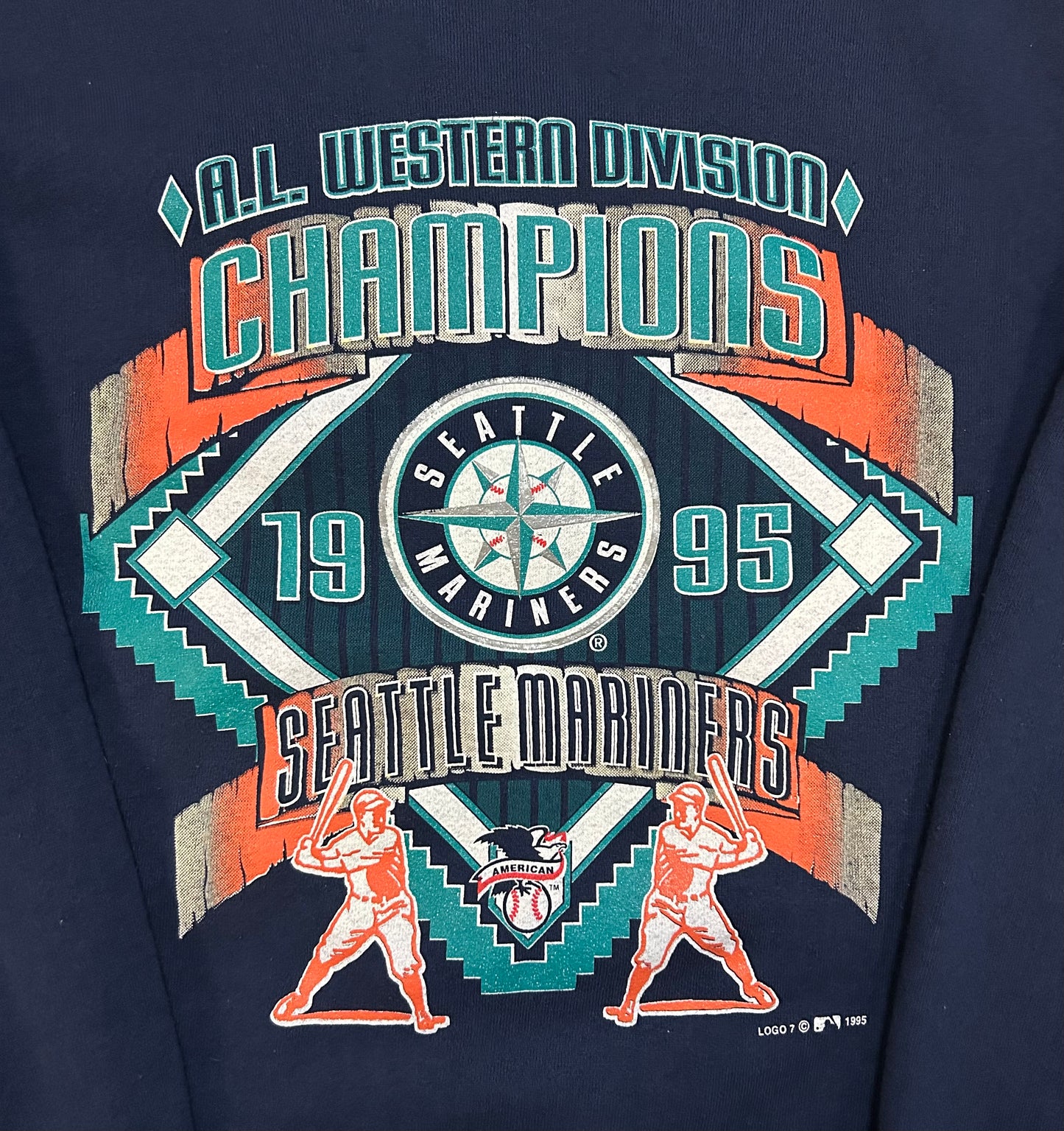 Vintage 1995 Seattle Mariners western division champions crewneck