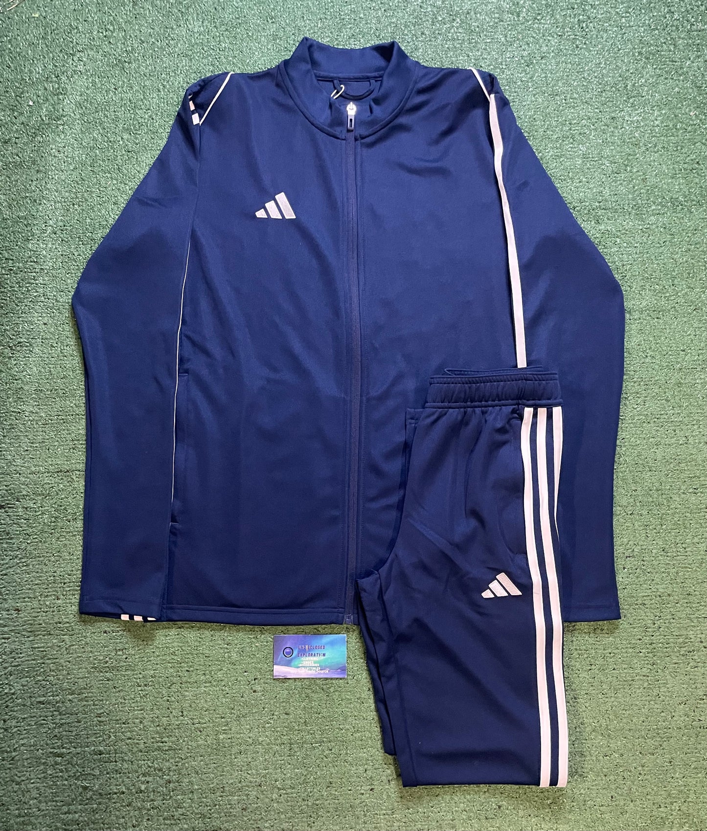 Adidas navy and white tracksuit