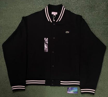 Lacoste black and white varsity jacket