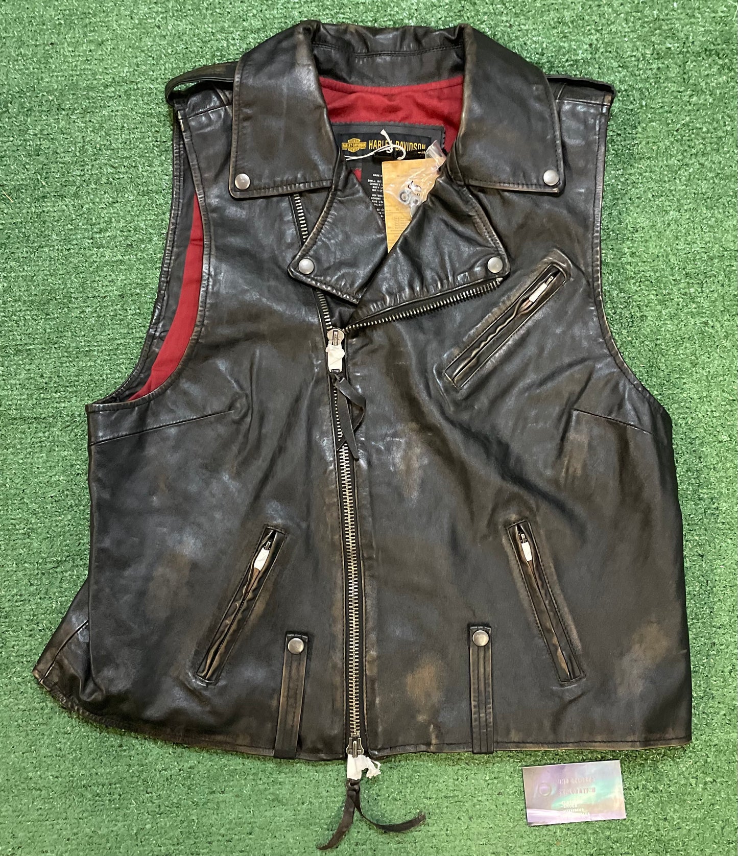 Vintage leather Harley Davidson swingarm vest