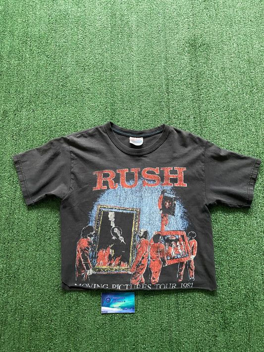 Vintage 1981 Rush moving pictures world tour Cropped T-shirt